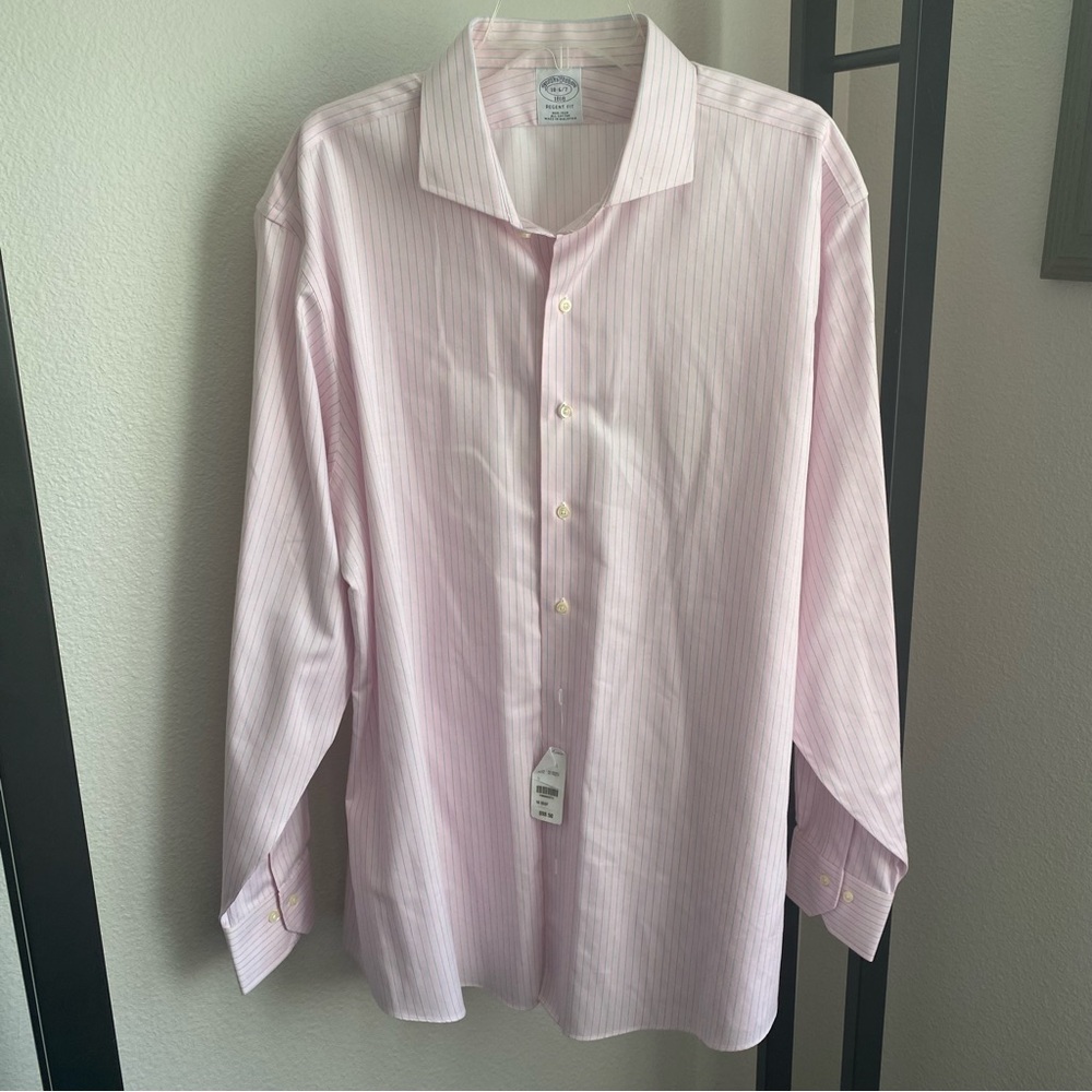 NWT Brooks‎ Brothers Dress Shirt 18-6/7 Mens XXL Pink Cotton Regent Fit Cotton